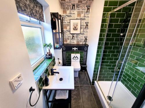 沃特福德Ricky Road Guest House - "Wizard Studio Room" Available to Book Now的浴室配有卫生间、盥洗盆和淋浴。