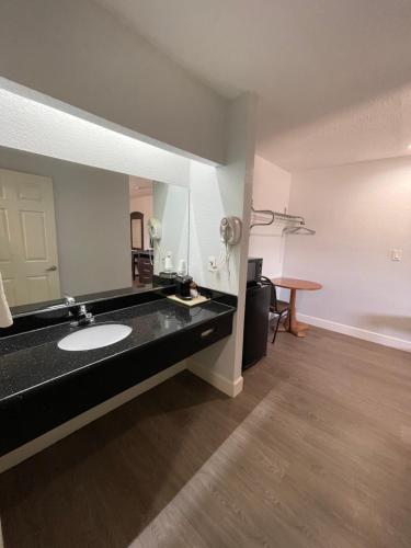 West Columbia韦斯特茵汽车旅馆的一间带水槽和大镜子的浴室