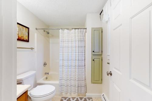 拉德洛Dream Weaver的白色的浴室设有卫生间和淋浴。
