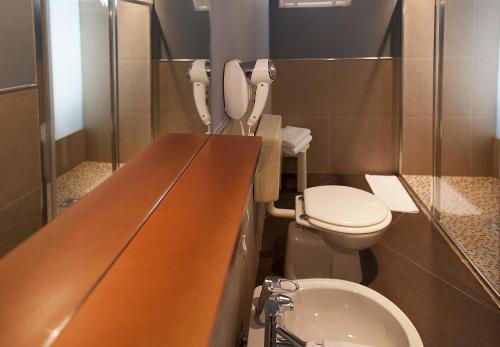 马尔切西内Ambienthotel Spiaggia的一间带卫生间和水槽的浴室