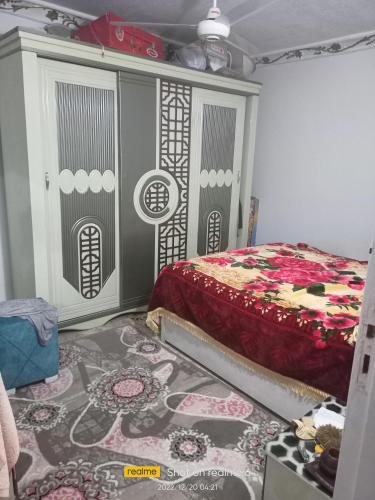 ‘Izbat al QaşrCash and cash only please的一间卧室配有一张床和一个梳妆台