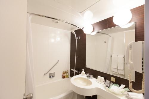 高冈市高冈新大谷酒店的一间带水槽和镜子的浴室