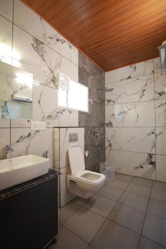 马迪凯里Lazo Coffee Bean Resort的一间带卫生间和水槽的浴室
