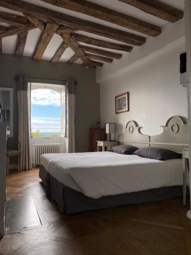NazellesChâteau de Nazelles Amboise的一间卧室设有一张大床和一个窗户。