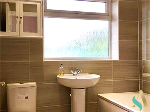 比林汉姆South View TSAC的一间带水槽和卫生间的浴室以及窗户。