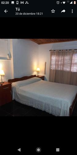 GualeguaychúDEPTO FAMILIAR dolar billete dolar blue的一张卧室的照片,卧室里配有一张床和两盏灯