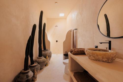 坎古The Oasis Bali的一间带水槽、卫生间和镜子的浴室