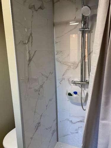 康布雷Cambrai:exceptionnel studio的带淋浴的浴室和玻璃门