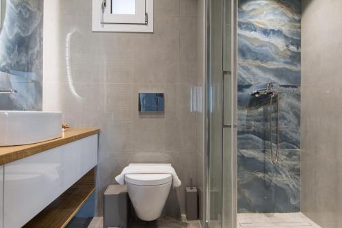 古瓦伊Casa di Prios brand new renovated Villa in Gouves的一间带卫生间和淋浴的浴室