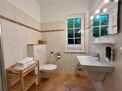阿伦斯霍普Haus Nordlicht的一间带卫生间和水槽的浴室