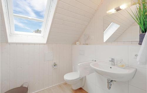 奥尔本尼兹Gorgeous Home In Ostseeresort Olpenitz With Kitchen的一间带水槽和卫生间的浴室以及窗户。