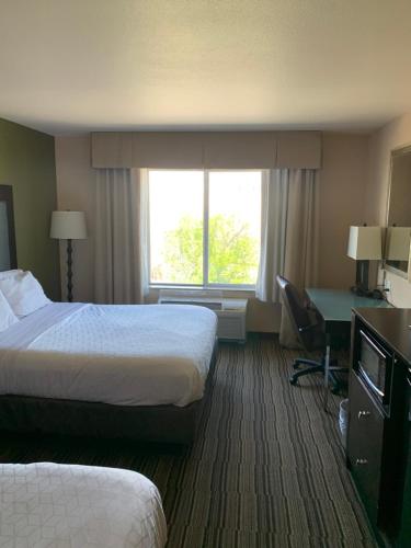 双子瀑布双子瀑布智选假日酒店的酒店客房设有两张床和窗户。