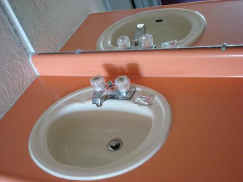 本顿灰色广场汽车旅馆 的浴室设有白色水槽和镜子