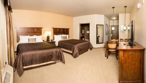 New Town泰迪纽尔酒店的酒店客房配有两张床和一张书桌