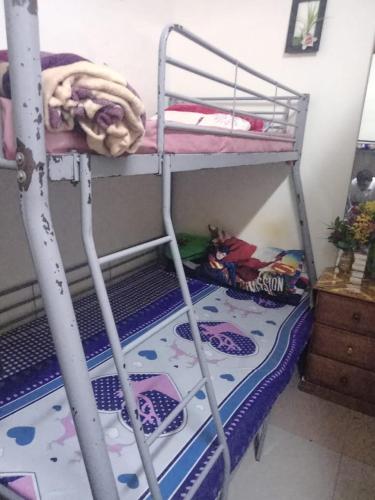 沙迦dormitory bed space for male and female的配有梯子的双层床和双层床