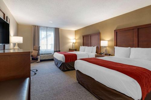 格伦蒙特格伦蒙特舒适酒店 - 奥尔巴尼南的酒店客房设有两张床和一台平面电视。