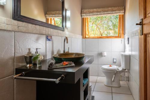 雷因恩道尔克里夫汗格尔小屋酒店的一间带水槽和卫生间的浴室