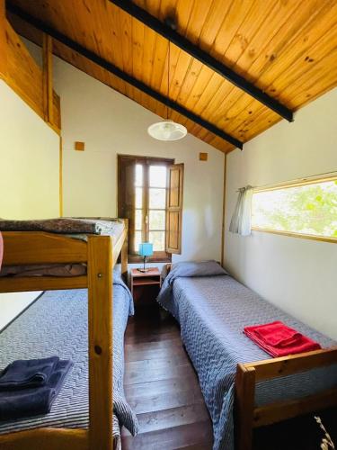 拉库布蕾Cabaña El Cristo的小屋内设有一间带两张双层床的卧室