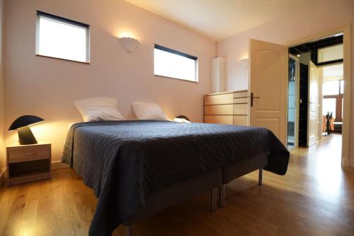 国玺3-room separate unit in Sceaux (80 sq.m/860 sq.ft)的一间卧室设有一张大床和两个窗户。