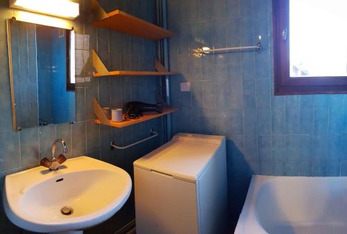 埃安Chalet La Campagnette的一间带水槽和卫生间的小浴室