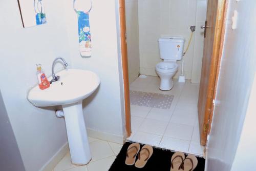 KisiiLovely 3 bedroom apartment, kisii的一间带水槽和卫生间的浴室