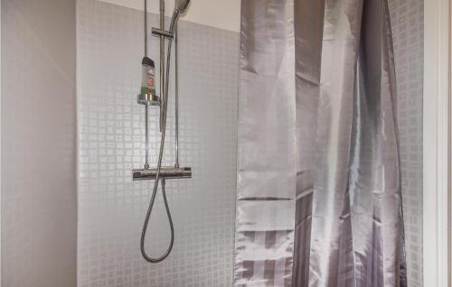 HjällenCozy Home In rjng With Wifi的带淋浴和浴帘的浴室