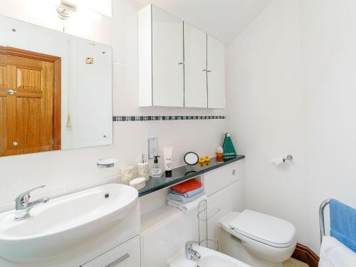 德朗菲尔德The Gatehouse-uk11836的白色的浴室设有水槽和卫生间。