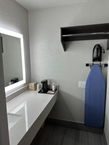 WagonerSleepy Traveler Motel的浴室设有水槽和镜子