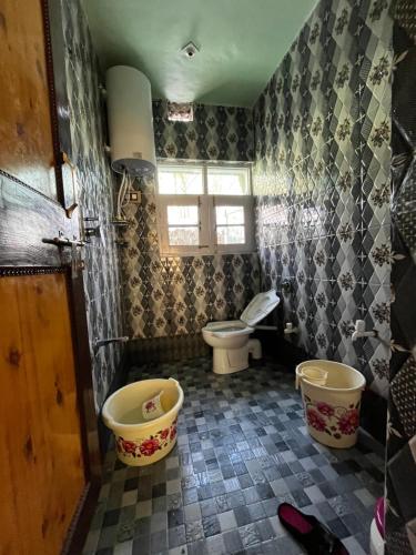 古尔马尔格Everest Guest House的一间带卫生间和浴缸的浴室