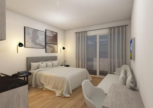 季亚科普通斯塔文托公寓的酒店客房设有床和窗户。