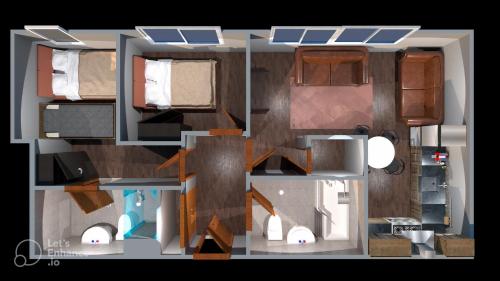 利物浦Bright & Comfortable 2-Bedroom Central Flat with Parking的一间卧室的平面图