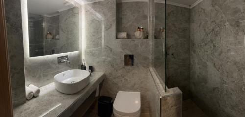 科扎尼Kozani Home 01的一间带水槽、卫生间和淋浴的浴室