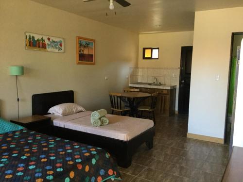 La GaritaVillas el Cenizaro的酒店客房带两张床和厨房