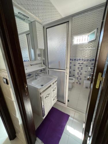 纳祖尔Appartement boulaàyoun de luxe à louer nador 3的一间带水槽和卫生间的浴室
