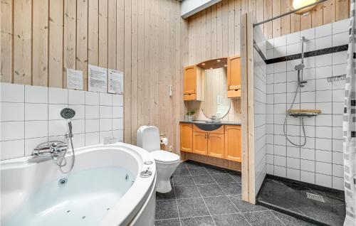 埃贝尔托夫特Lovely Home In Ebeltoft With House Sea View的带浴缸和卫生间的浴室。