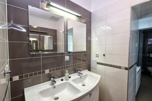 多尔尼莫拉瓦Apartmány U Aloise的一间带水槽和镜子的浴室