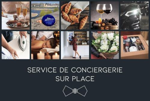 讷韦尔Le Sorbier, Style Appart'Hôtel, vers la gare, by PRIMO C0NCIERGERIE的食品和葡萄酒图片的拼贴
