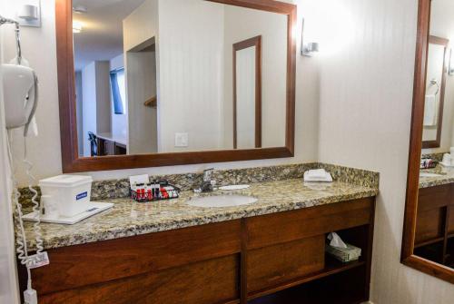洛杉矶卡尔沃尔市旅者酒店的一间带水槽和镜子的浴室
