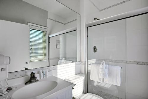 阿默甘西特纳佩格冬宫酒店的白色的浴室设有水槽和淋浴。