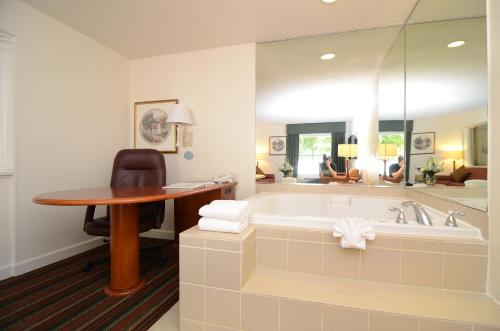 阿什维尔比尔特莫东质量套房酒店的带浴缸、桌子和书桌的浴室