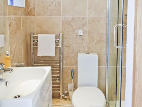 Almondbury阿波尔施恩乡村别墅的浴室配有卫生间、盥洗盆和淋浴。