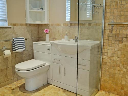 Cuckfield帕提诺乐度假屋的浴室配有卫生间、盥洗盆和淋浴。