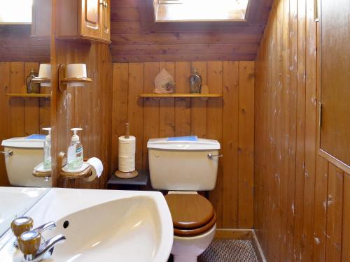 TulchanDalvanie Mill - S4241的木制浴室设有卫生间和水槽