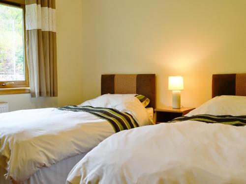 格伦芬南布莱斯沃度假屋的两张睡床彼此相邻,位于一个房间里