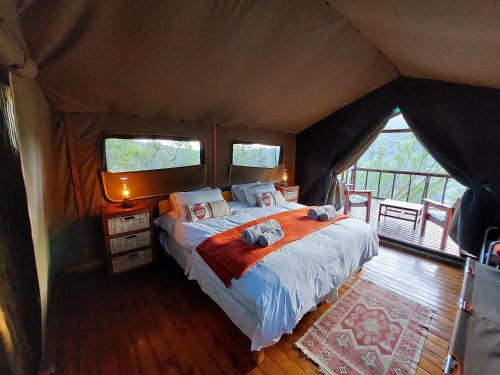 GariesAgama Tented Camp的帐篷内一间卧室,配有一张床