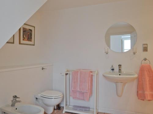 Gartmore布雷瓦尔度假屋的一间带卫生间、水槽和镜子的浴室
