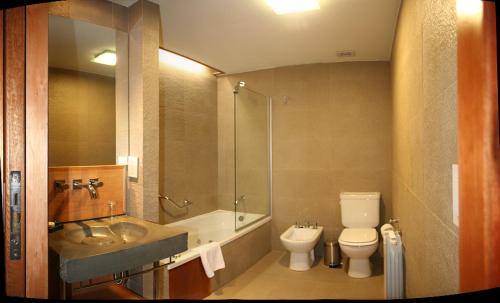 圣马丁德洛斯阿蒙尼特Spa公寓酒店的一间带水槽、卫生间和淋浴的浴室