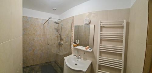 Casa Daria的带淋浴和盥洗盆的浴室