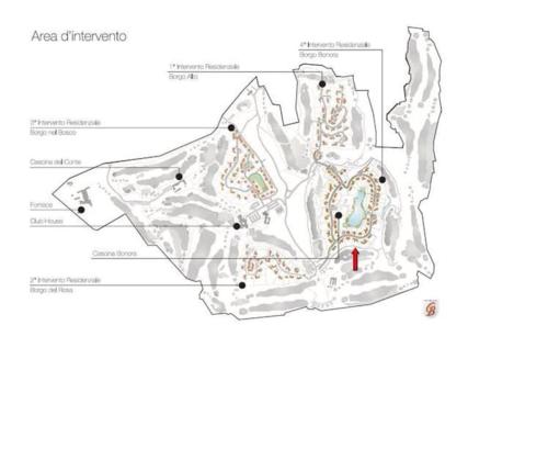 BogognoFront Row Golf Villa Bogogno的拟建的新犹太教堂地点地图