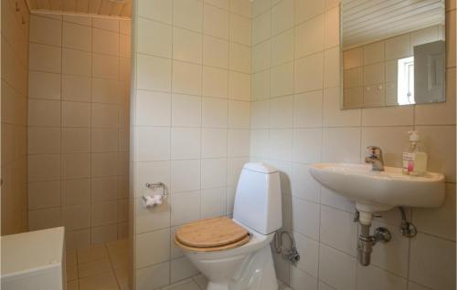 海耶斯Cozy Home In Hejls With Wifi的一间带卫生间和水槽的浴室